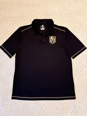Las Vegas Golden Knights Hockey Black Polo Shirt Men Large Relaxed Fit Quick Dry
